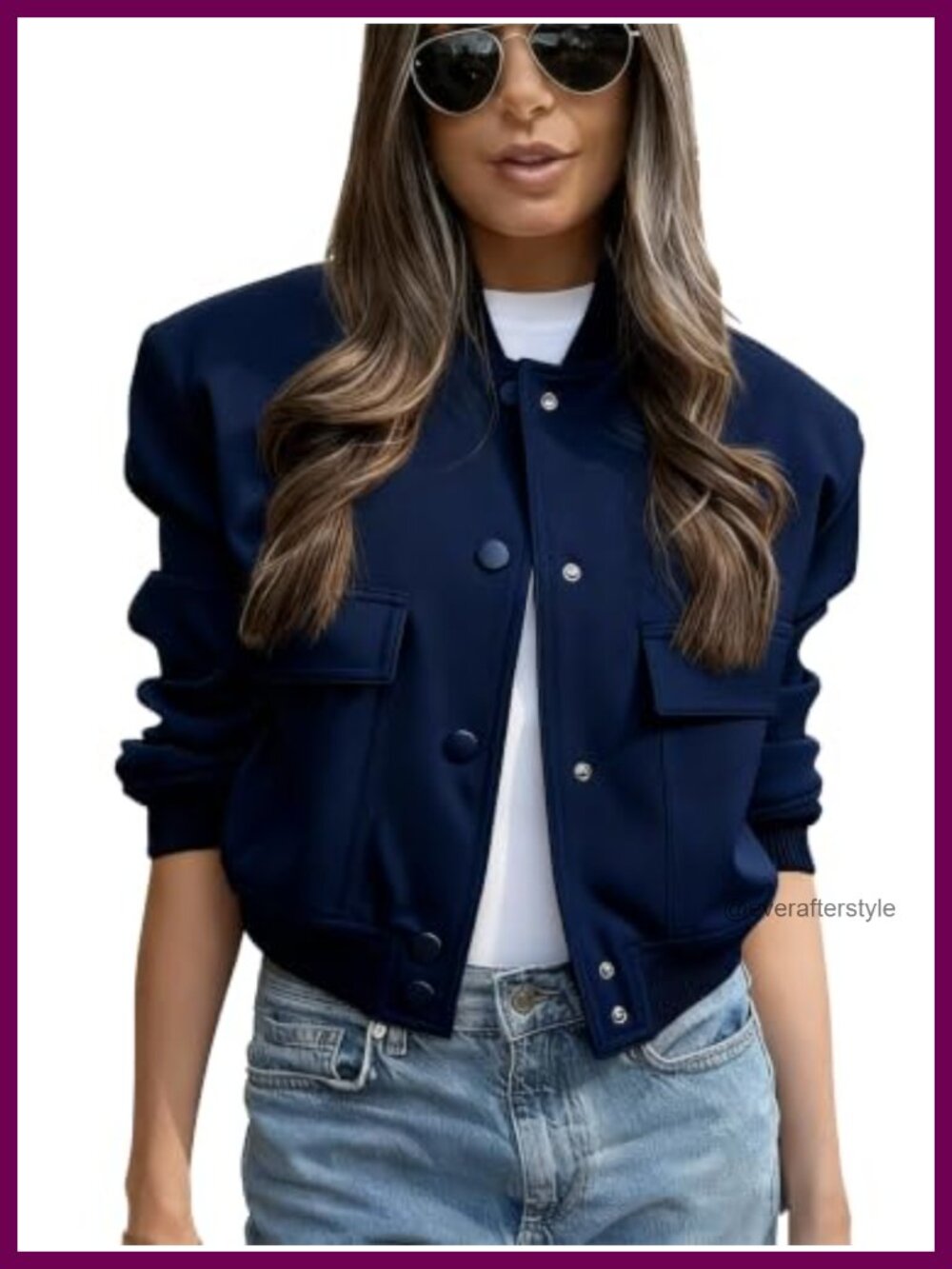 Women's Cropped Bomber Jacket Button Down Varsity Casual